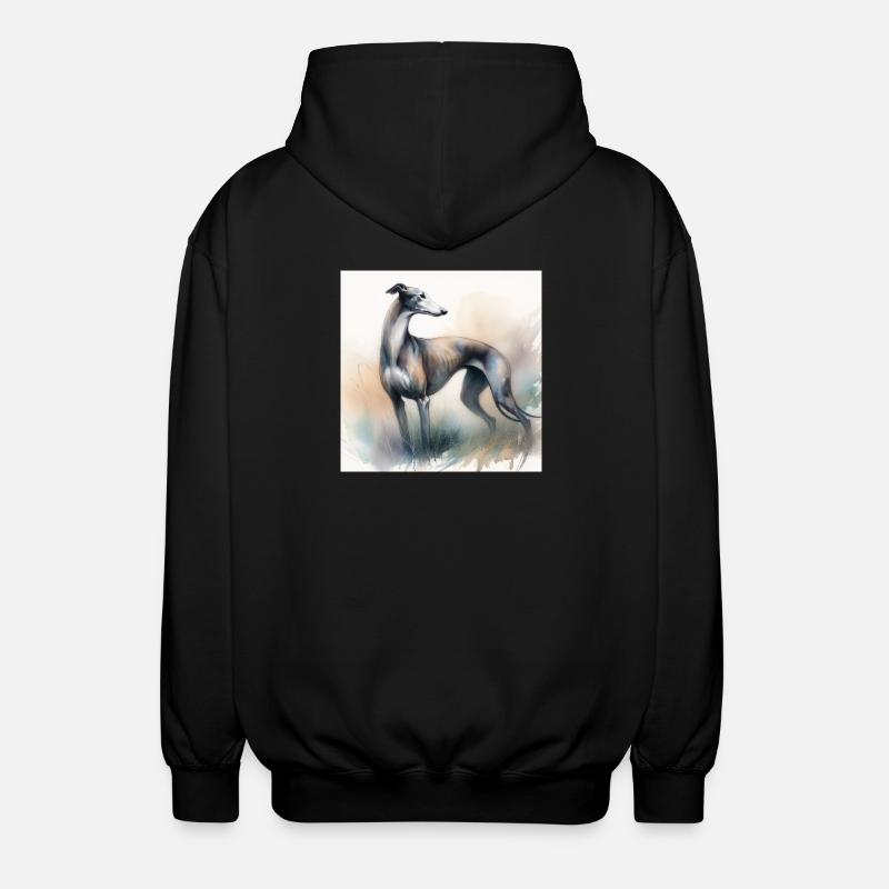 Lévrier aquarelle - Veste à capuche unisexe - noir