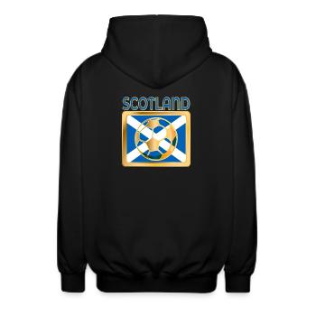 FOOTBALL SOCCER SCOTLAND - Unisex Hooded Jacket - black - Back - AI Model Male 185 light (185cm)