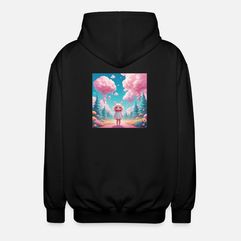Mädchen im Zuckerwatte-Wald - Unisex Kapuzenjacke - Schwarz