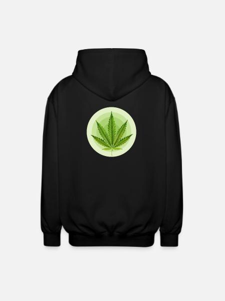 Circular Grafic Cannabis Leaf - Unisex Hooded Jacket - black
