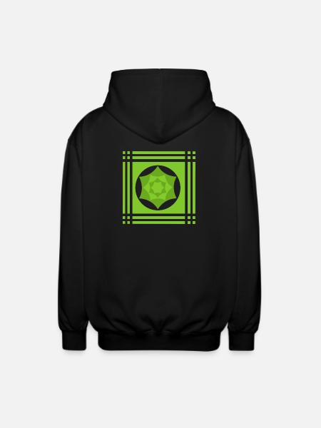 Geometric play of colours in green - Unisex Hooded Jacket - black