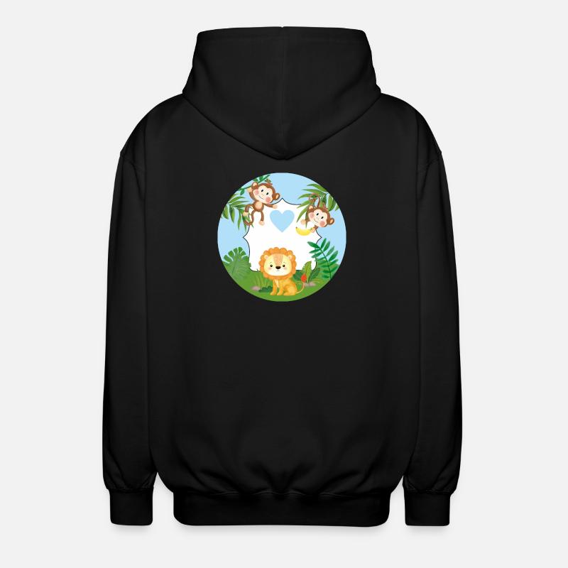 Freundschaft - Kleine Äffchen & Löwe  - Unisex Kapuzenjacke - Schwarz