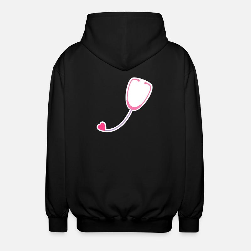 Coloured stethoscope - Unisex Hooded Jacket - black
