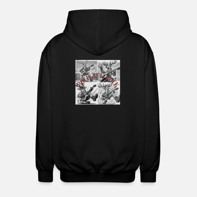 Rockender Hirsch Illustration - Unisex Kapuzenjacke - Schwarz