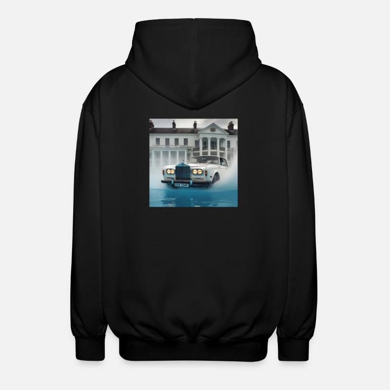 Oldtimer in beleuchteter Wasserfontänenszene - Unisex Kapuzenjacke - Schwarz