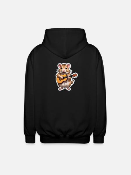 Hamster spielt Gitarre - Unisex Kapuzenjacke - Schwarz
