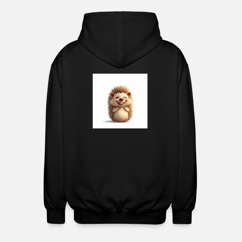 Cuddly hedgehog too cute - Unisex Hooded Jacket - black