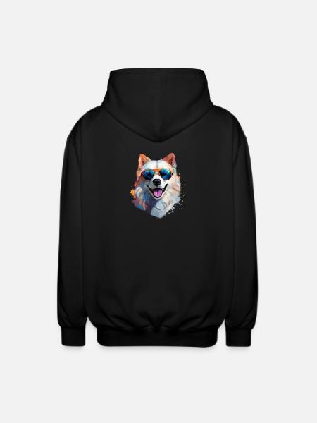 Samoyed with sunglasses - Unisex Hooded Jacket - black