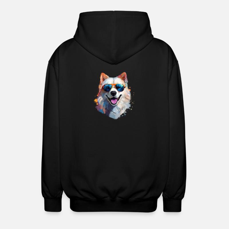 Samojede mit Sonnenbrille - Unisex Kapuzenjacke - Schwarz