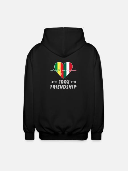 Senegal and Italy 100% friendship - Unisex Hooded Jacket - black