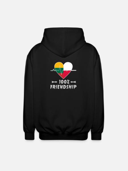 Lithuania and Poland 100% friendship - Unisex Hooded Jacket - black
