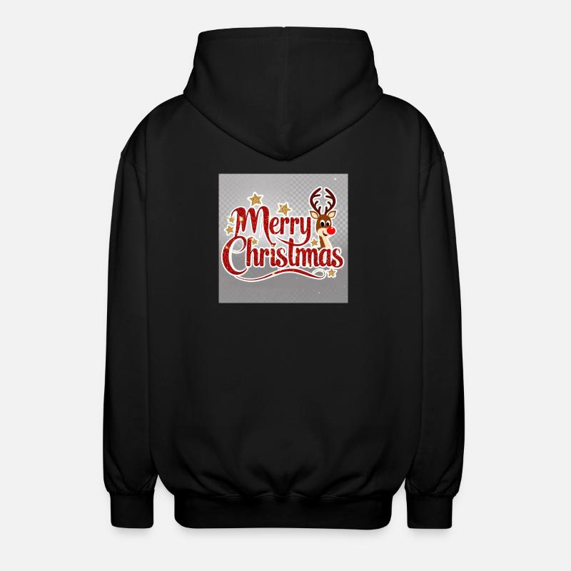 Merry Christmas Reindeer Glitter Script - Unisex Hooded Jacket - black