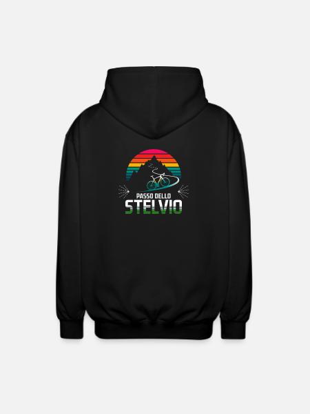 Passo delle Stelvio Cycling Design - Unisex Hooded Jacket - black