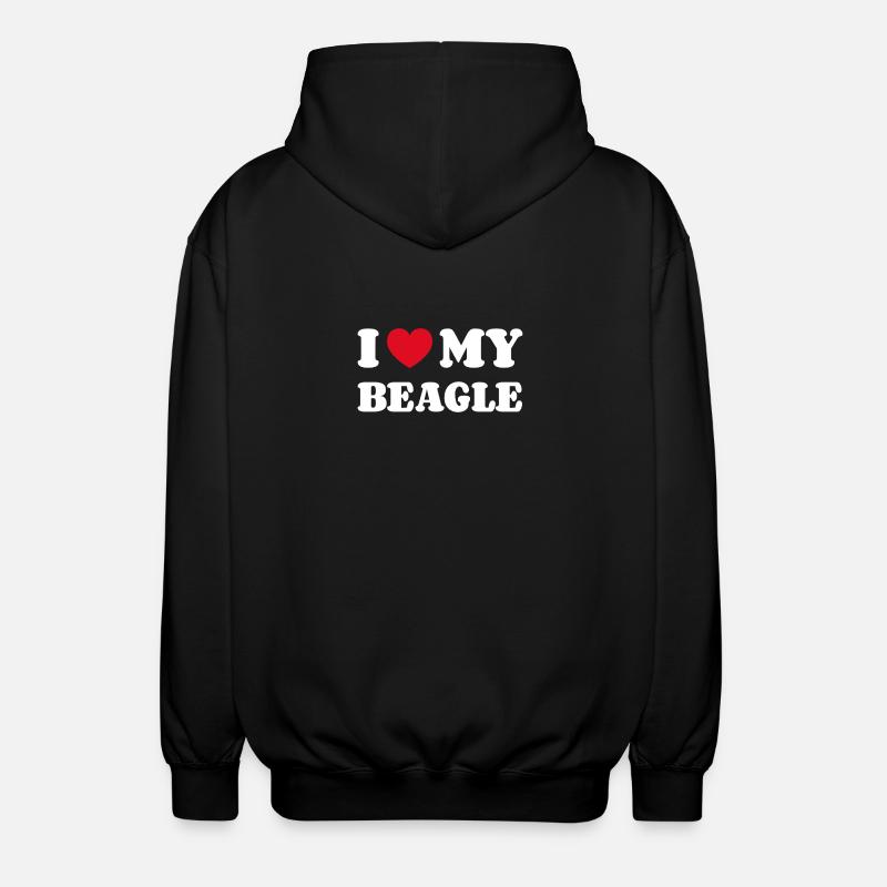 I Love My Beagle - Unisex Hooded Jacket - black