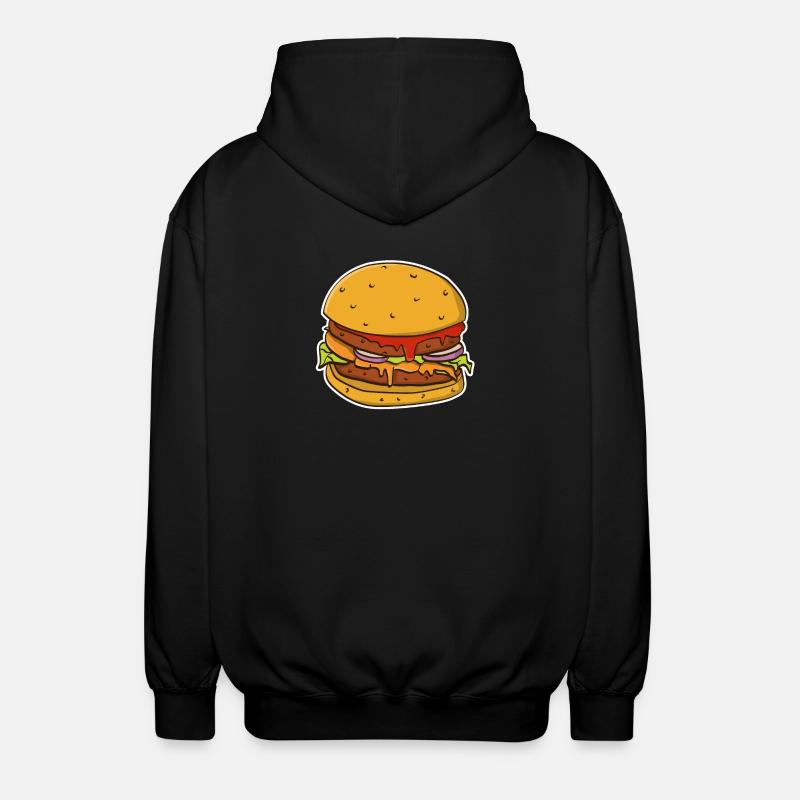 Buntes Bild eines Hamburgerbrötchens. - Unisex Kapuzenjacke - Schwarz