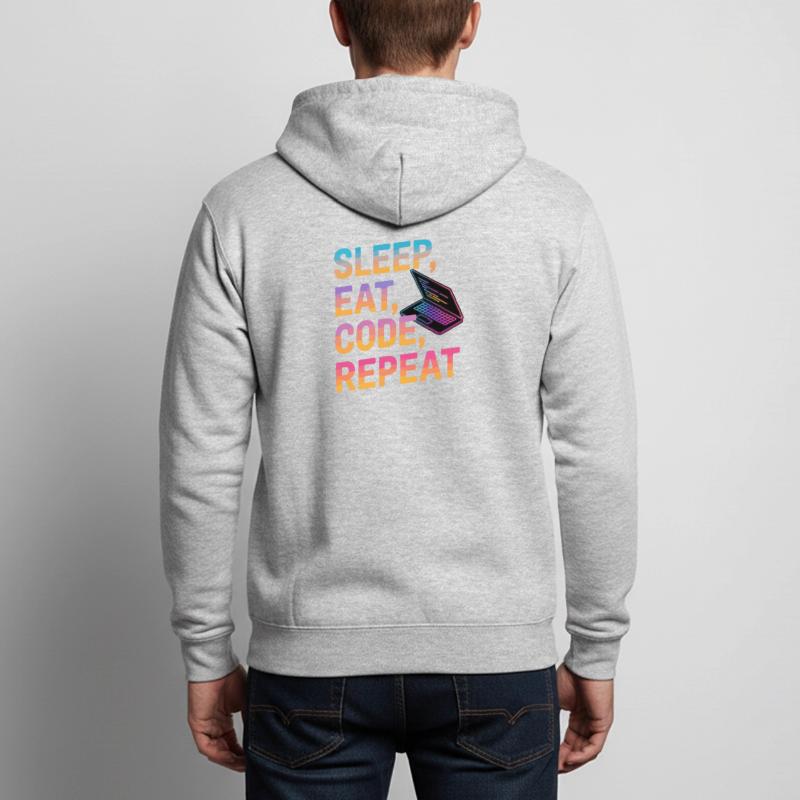 Dormir, manger, coder, répéter Veste à capuche unisexe