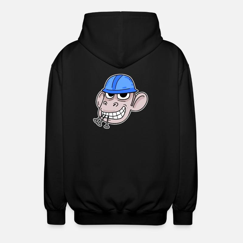 Affe Baustelle Bauarbeiter - Unisex Kapuzenjacke - Schwarz