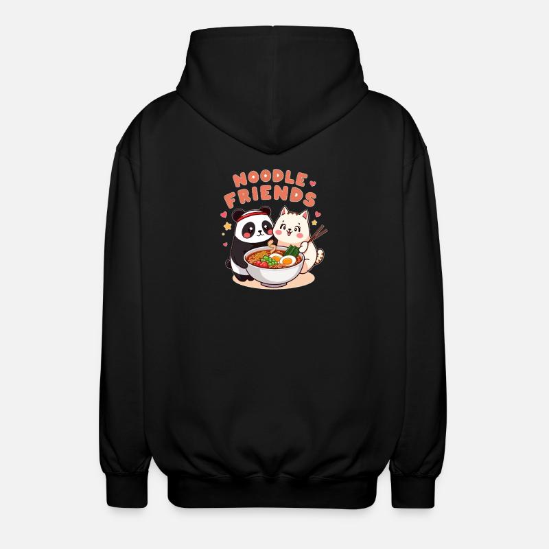Noodle Friends Panda Chat Illustration - Veste à capuche unisexe - noir
