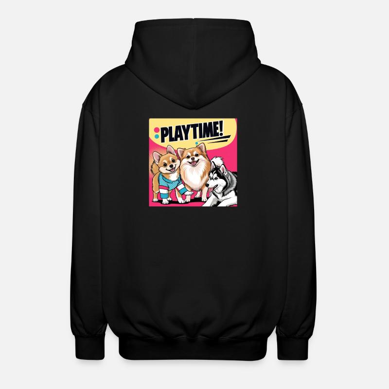 Comic Dogs - Playtime - Unisex Kapuzenjacke - Schwarz