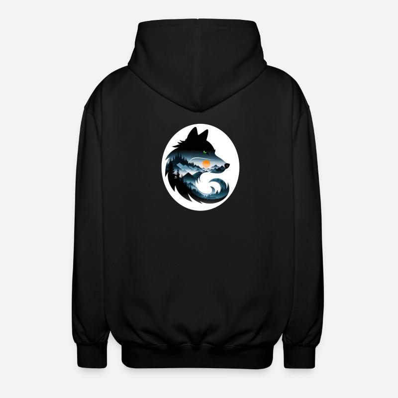 Paysage de loup - Veste à capuche unisexe - noir