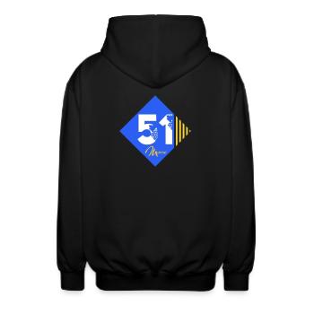 51 - Unisex Kapuzenjacke - Schwarz - Hinten - AI Model Male 185 light (185cm)