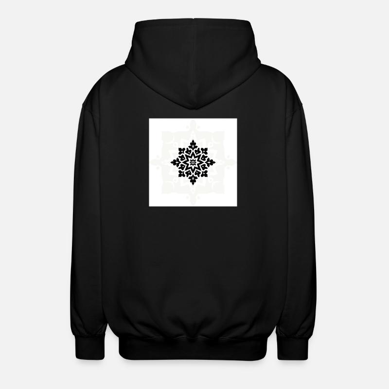 Intricate Black and White Mandala Pattern - Unisex Hooded Jacket - black