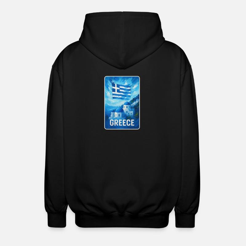 Grèce Santorin Drapeau - Veste à capuche unisexe - noir