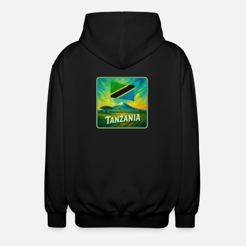 Tansania Flaggen Design - Unisex Kapuzenjacke - Schwarz