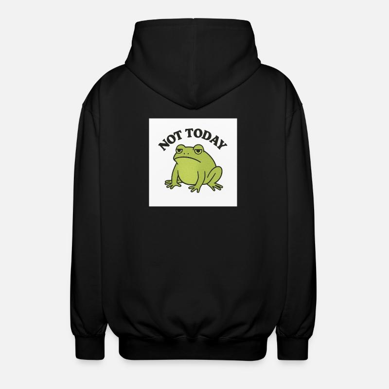 Funny frog with statement text - Unisex Hooded Jacket - black