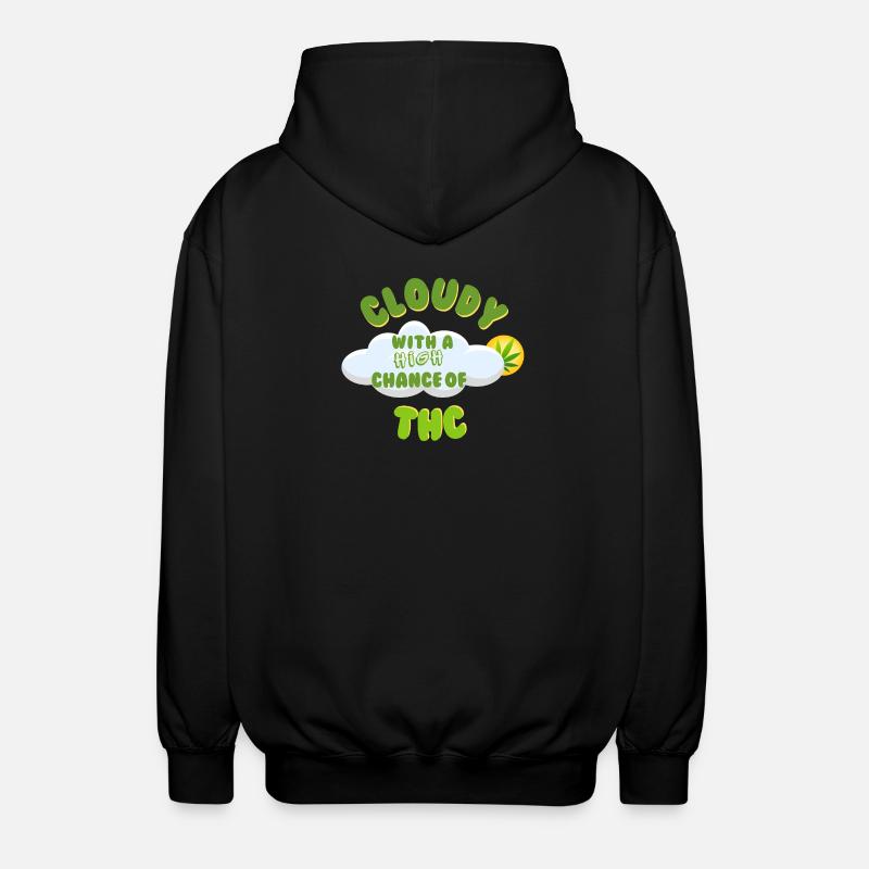 Cloudy THC Celebration Design - Unisex Hooded Jacket - black