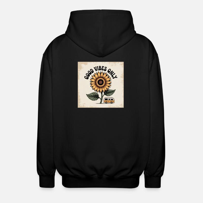 Sonnenblumenblume mit positiver Botschaft - Unisex Kapuzenjacke - Schwarz