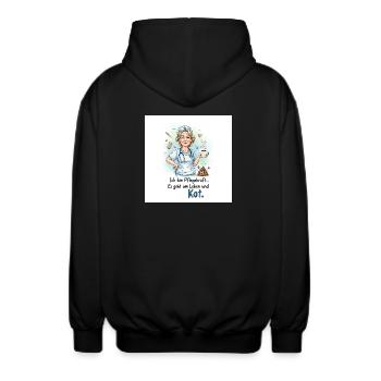 Pflegekraft Humorisches Design mit Kaffee - Unisex Kapuzenjacke - Schwarz - Hinten - AI Model Male 185 light (185cm)