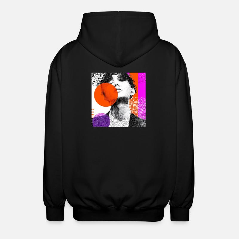 Wraparound Abstraktes Pop-Art-Porträt - Unisex Kapuzenjacke - Schwarz