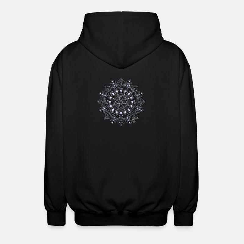 Geometric Mandala Pattern - Unisex Hooded Jacket - black