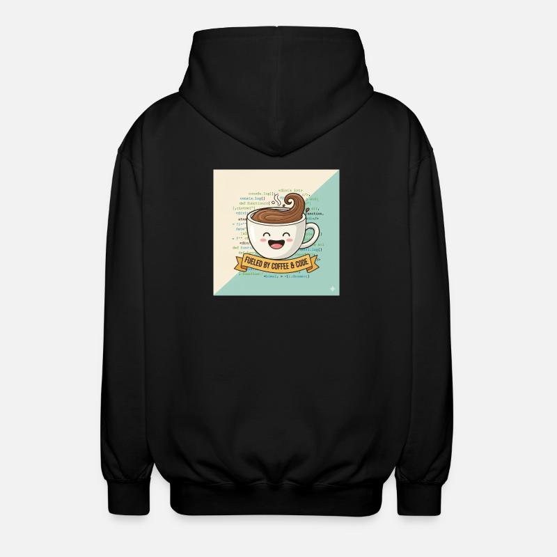 Happy Coffee Mug and Code - Unisex Hooded Jacket - black