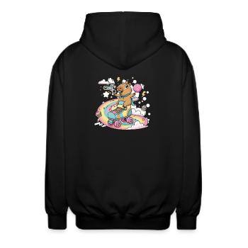 Capybara auf dem Skate with Color Festival - Unisex Kapuzenjacke - Schwarz - Hinten - AI Model Male 185 light (185cm)