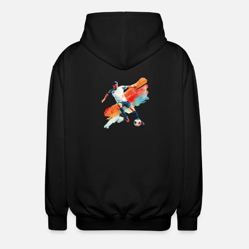 Dynamic soccer player in motion - Unisex Hooded Jacket - black