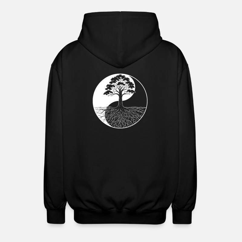 Yin und Yang Lebensbaum Design - Unisex Kapuzenjacke - Schwarz