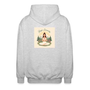 Yoga Serenity Nature Design - Unisex Kapuzenjacke - Hellgrau meliert - Hinten - AI Model Male 185 light (185cm)