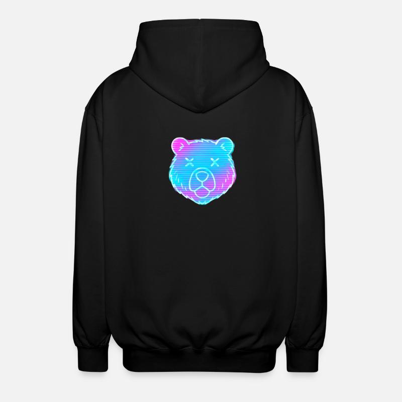Neon Bear Head Gradient - Unisex Hooded Jacket - black
