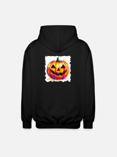 Bunter Kürbis Jack-O-Lantern - Unisex Kapuzenjacke - Schwarz