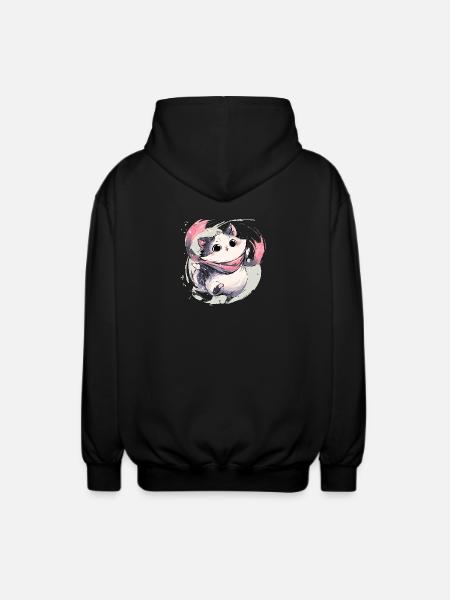 Chaton câlin avec écharpe rose - Veste à capuche unisexe - noir