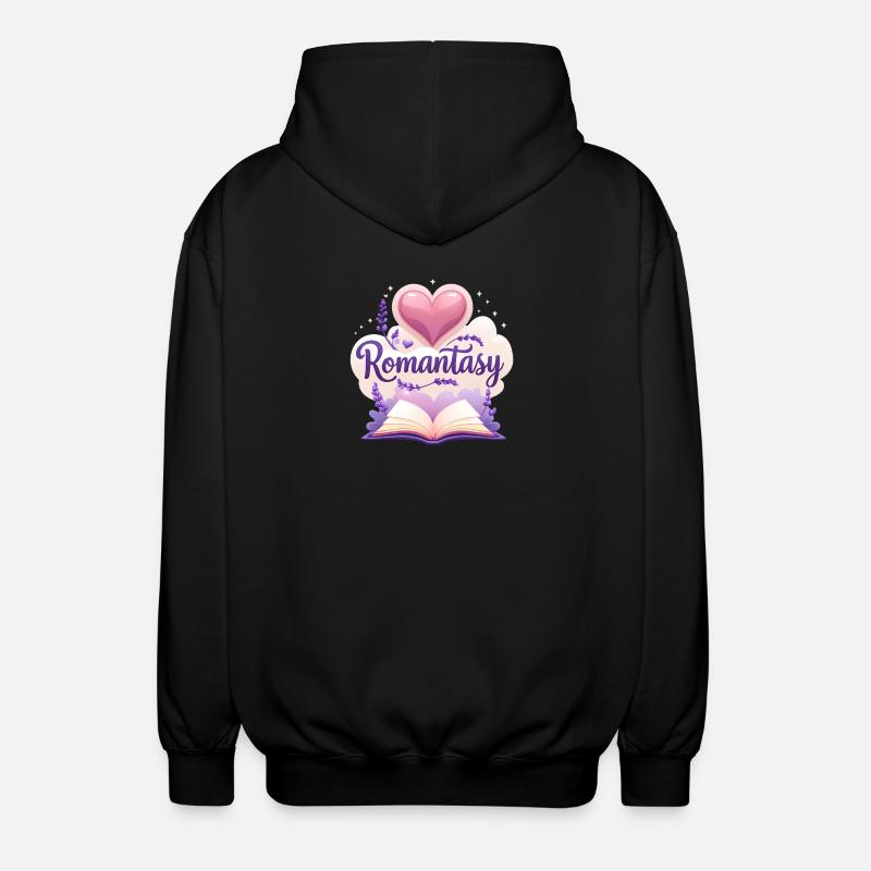 Romantasy Buch mit Lavendel & Blumen Design - Unisex Kapuzenjacke - Schwarz