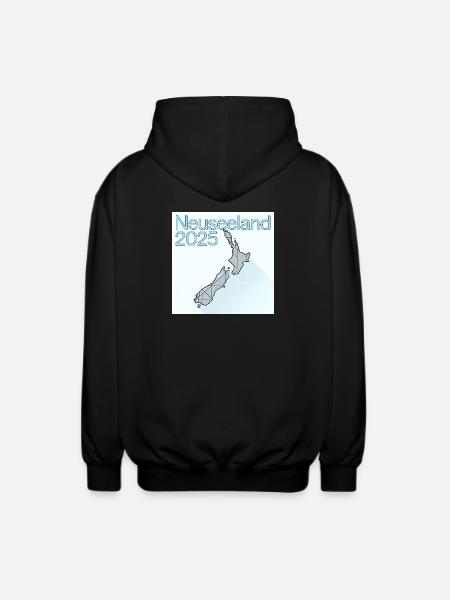 New Zealand 2025 Geometric Map - Unisex Hooded Jacket - black