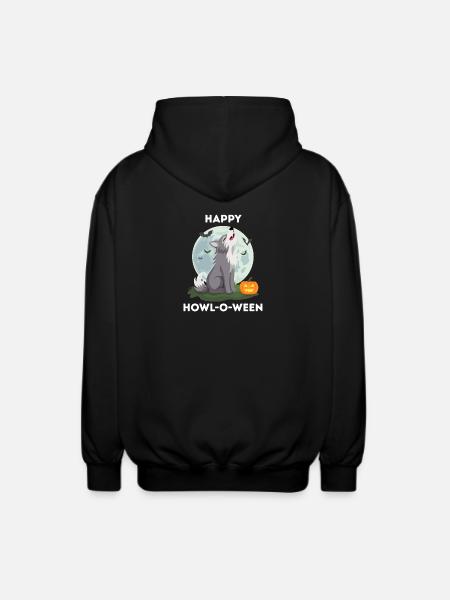 Funny Halloween – Howl-o-ween Wolf - Unisex Hooded Jacket - black