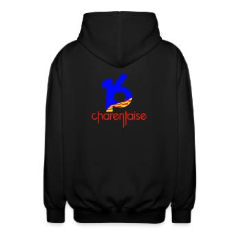 Departement 16 Charentaise - Unisex Kapuzenjacke - Schwarz - Hinten - AI Model Male 185 light (185cm)