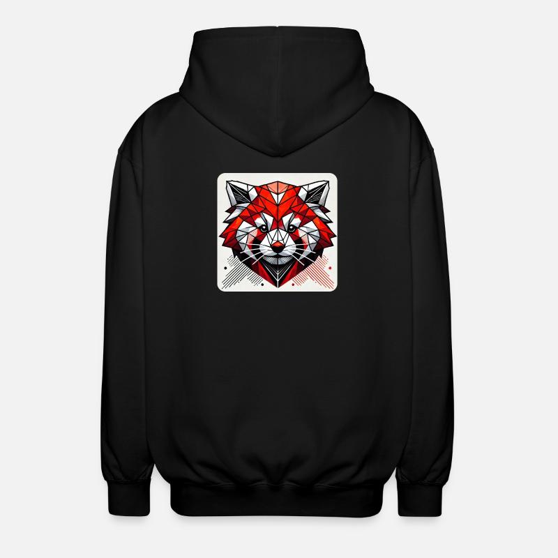 Geometrischer Roter Panda Polygon - Unisex Kapuzenjacke - Schwarz