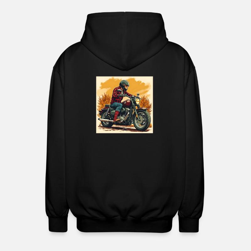 Plaid Socks + Biker Illustration - Unisex Kapuzenjacke - Schwarz