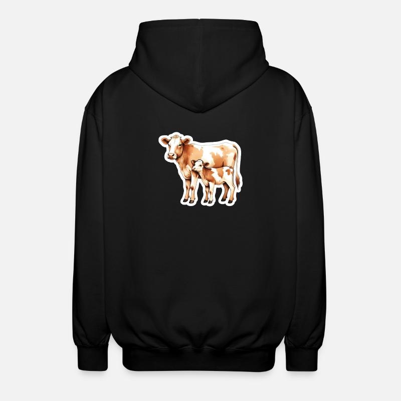 Kuhliebe – Mutter und Kalb - Unisex Kapuzenjacke - Schwarz