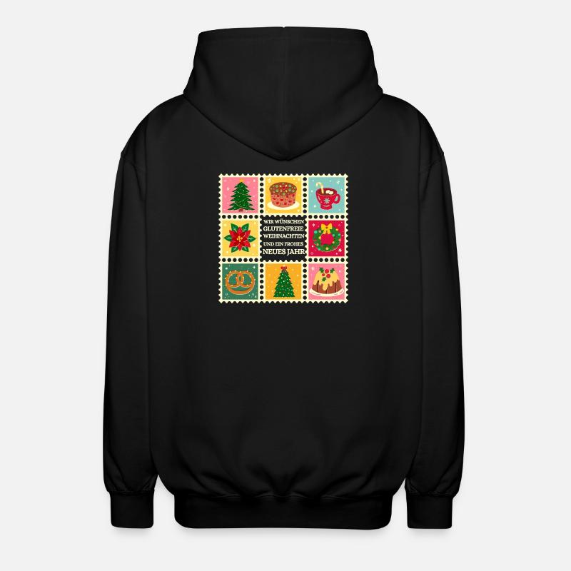 Motifs de Noël sans gluten - Veste à capuche unisexe - noir
